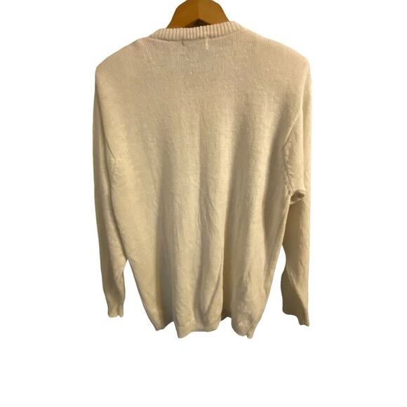 Vintage Jaclyn Smith Cardigan Sweater Size Extra Large Cream Wool Blend Beaded - Picture 2 of 13